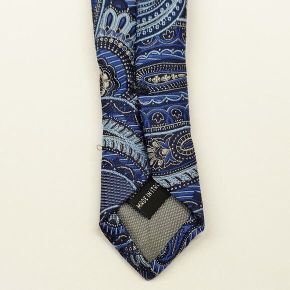 John W. Nordstrom Men's 100% Silk Tie Blue Designer Paisley Necktie - Picture 6 of 6